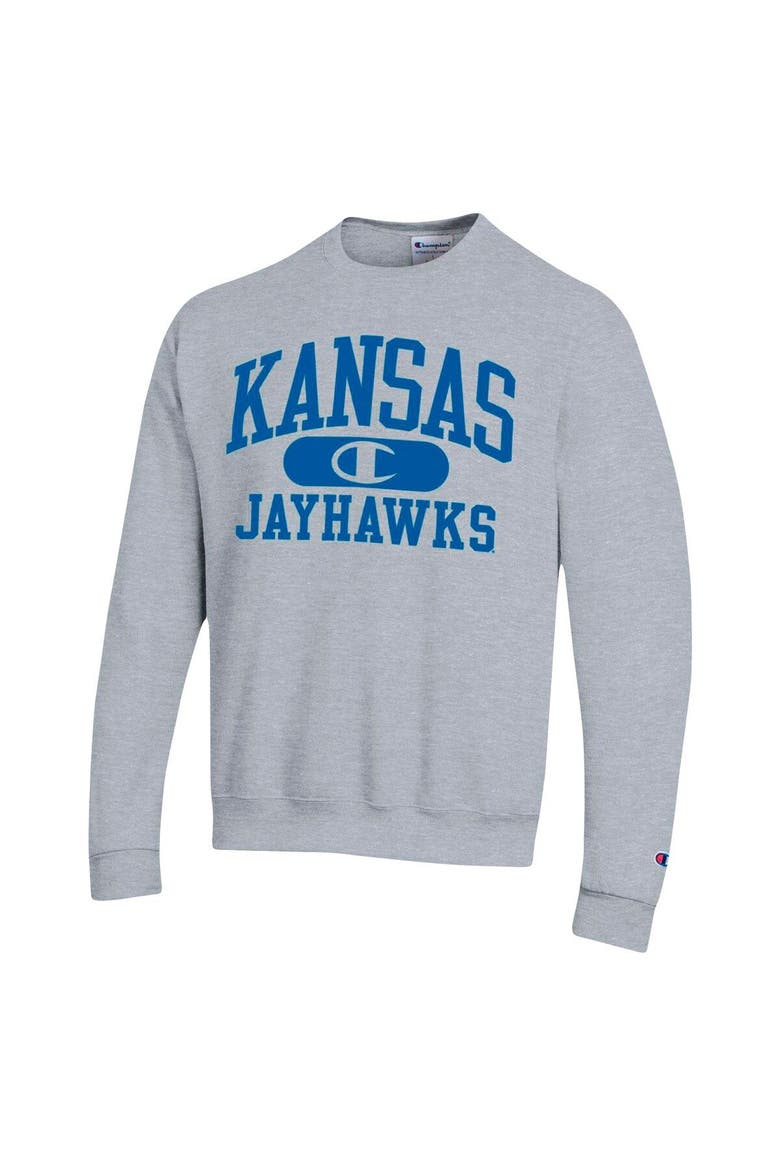 Men's Champion Heather Gray Kansas Jayhawks Arch Pill Sweatshirt, Alternate, color, Heather Gray