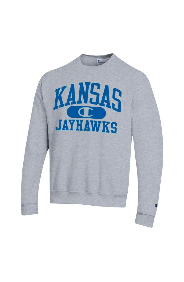Champion Men's Champion Heather Gray Kansas Jayhawks Arch Pill Sweatshirt, Alternate, color, Heather Gray