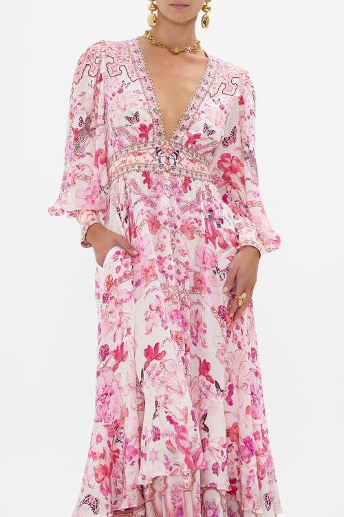 Long Button Front Dress Botanical Novella In Botanical Novella