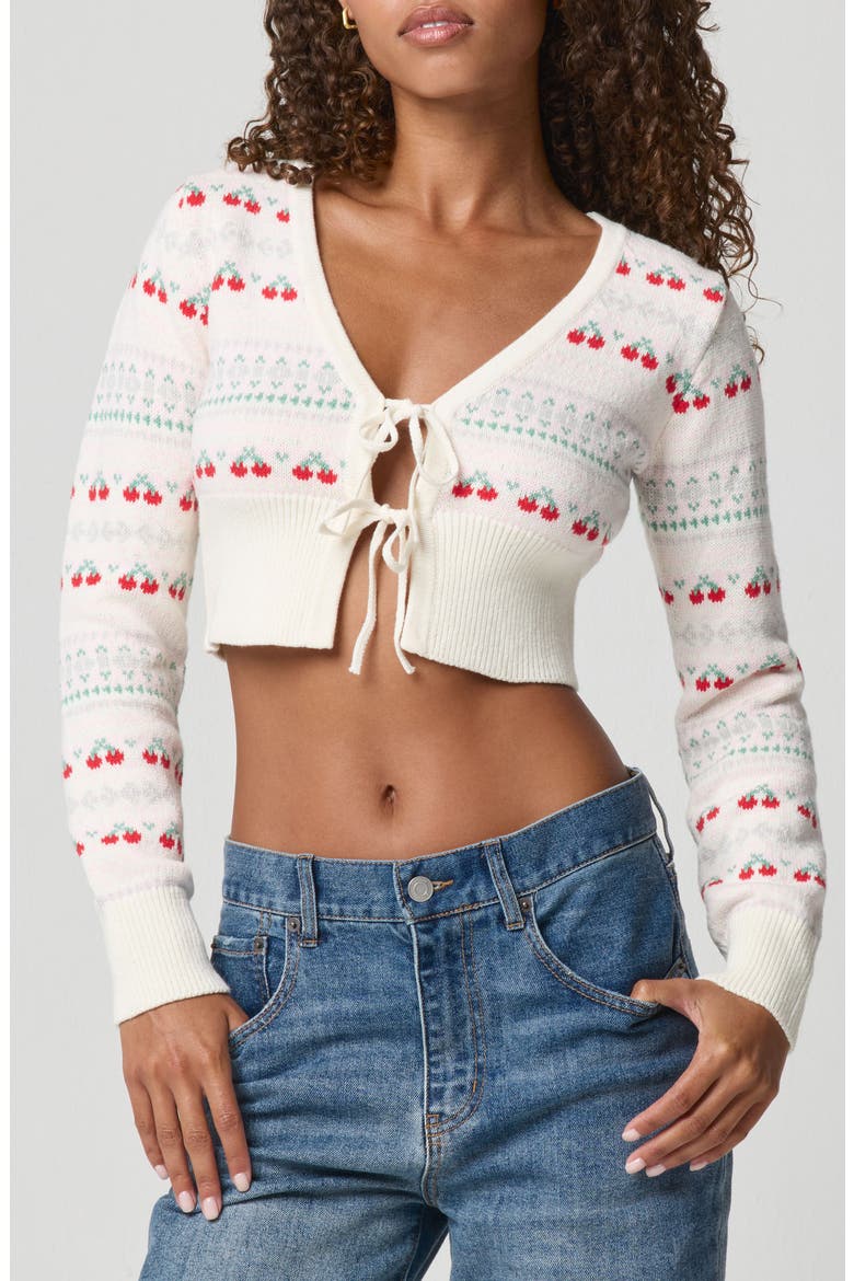 Ma Cherie Tie Front Crop Cardigan (Women) | Nordstrom
