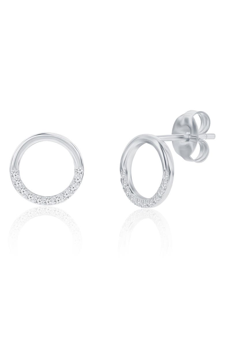 SIMONA Cubic Zirconia Circle Stud Earrings & Pendant Necklace Set, Alternate, color, Silver