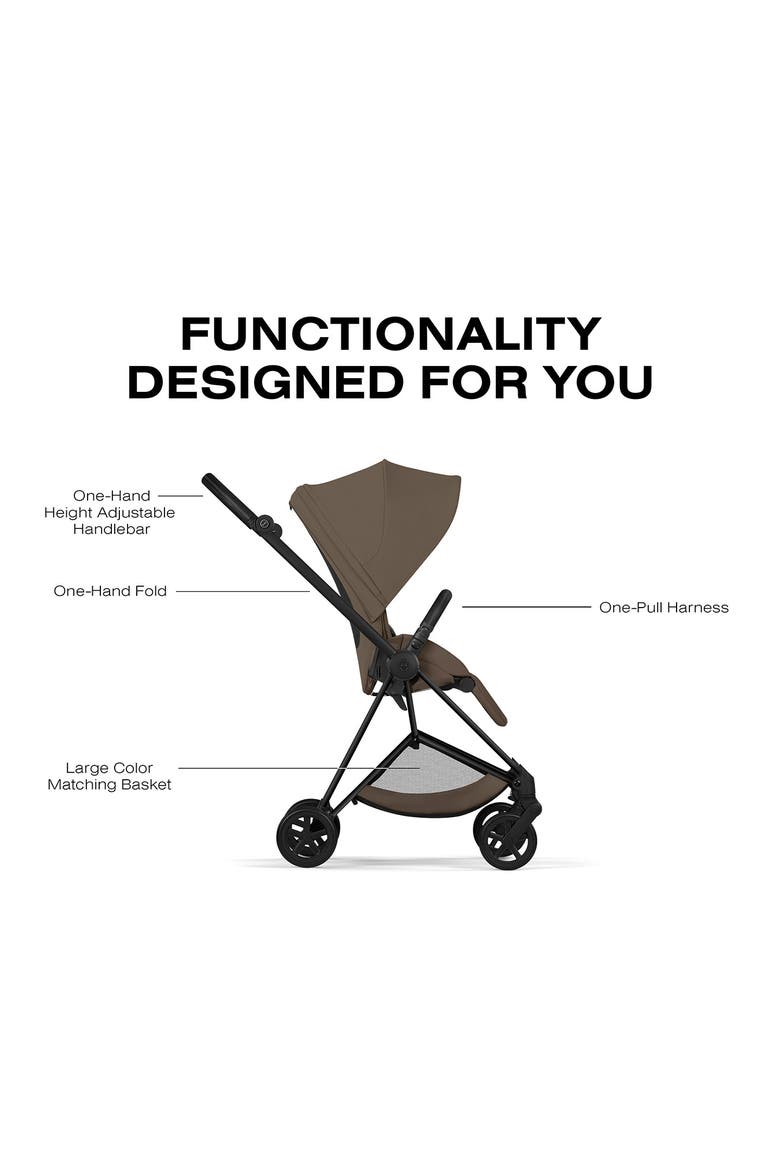 Mios Compact Stroller – Platinum Collection, Alternate, color, MATTE BLACK/ COCONUT BROWN