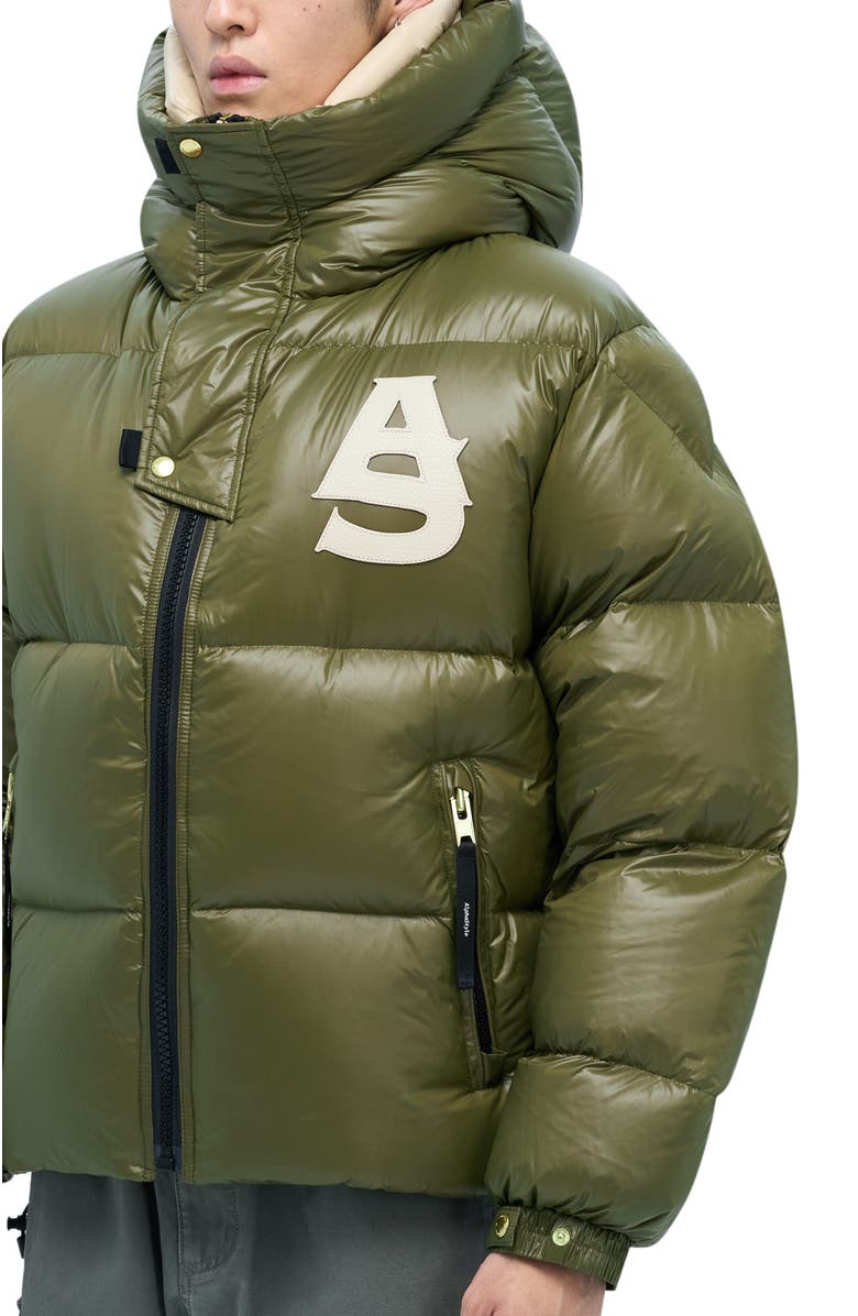 AlphaStyle Kudu Hooded Puffer Down Jacket, Alternate, color, Green