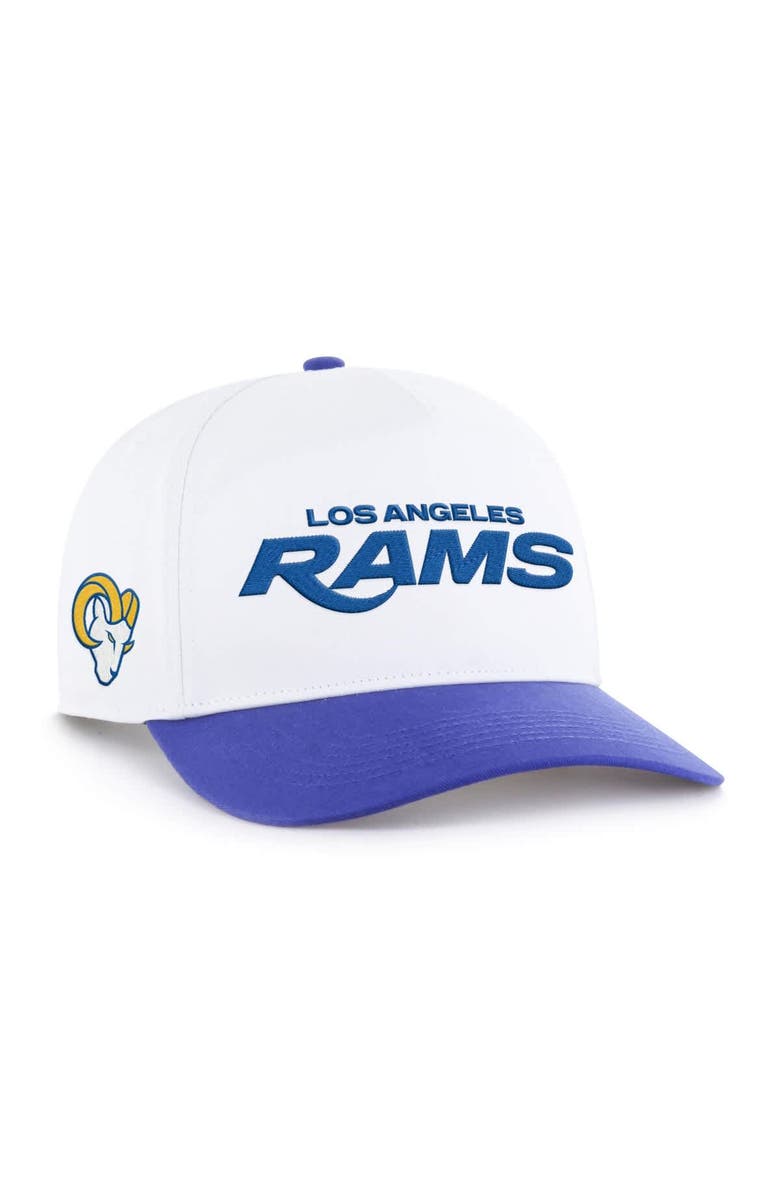 '47 Men's '47 White/Royal Los Angeles Rams Relaxed Script Hitch Adjustable Hat, Main, color, White