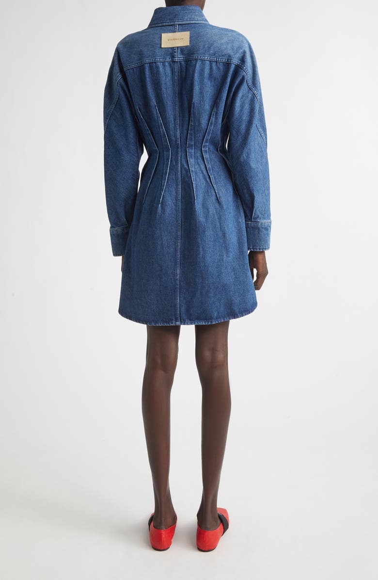 Givenchy Long Sleeve Denim Cocoon Mini Shirtdress, Alternate, color, Medium Blue