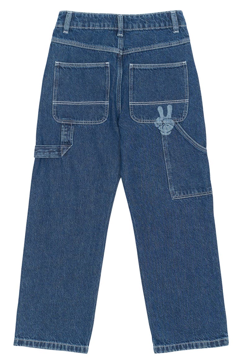 Kids' Parks Contrast Stitch Straight Leg Jeans, Alternate, color, BLUE DENIM