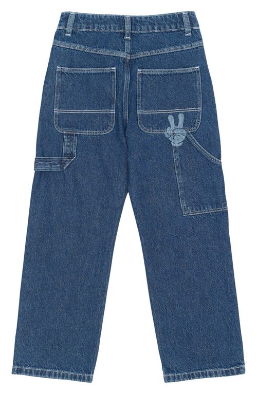 The New Kids' Parks Contrast Stitch Straight Leg Jeans In Blue