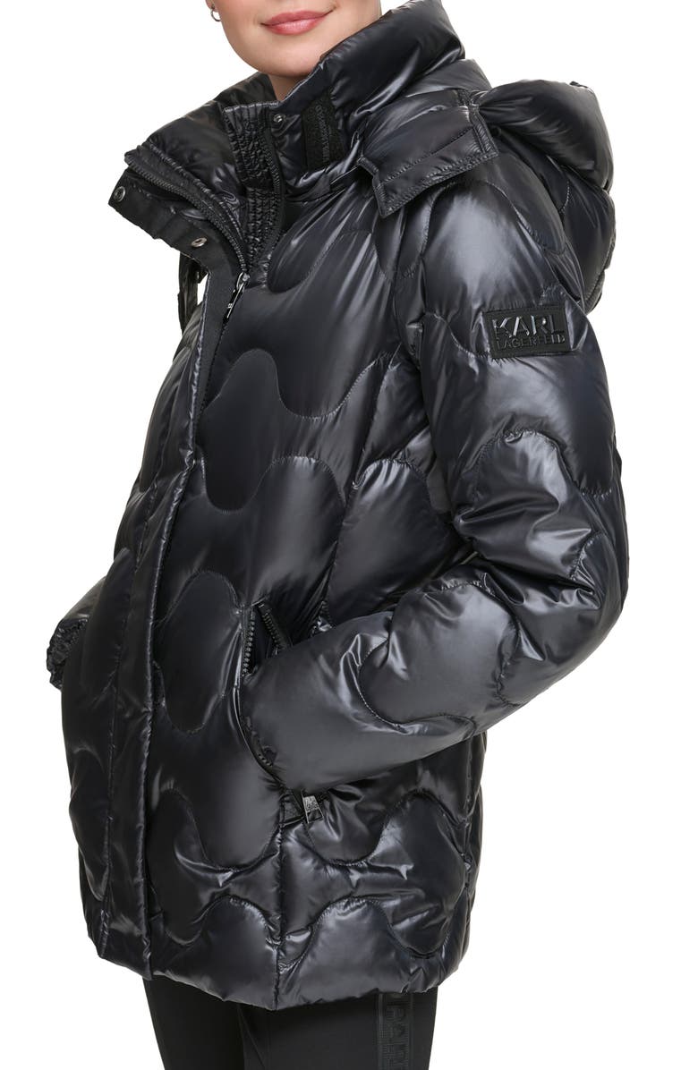 KARL LAGERFELD PARIS Onion Quilted Short Down & Feather Fill Coat, Alternate, color, 