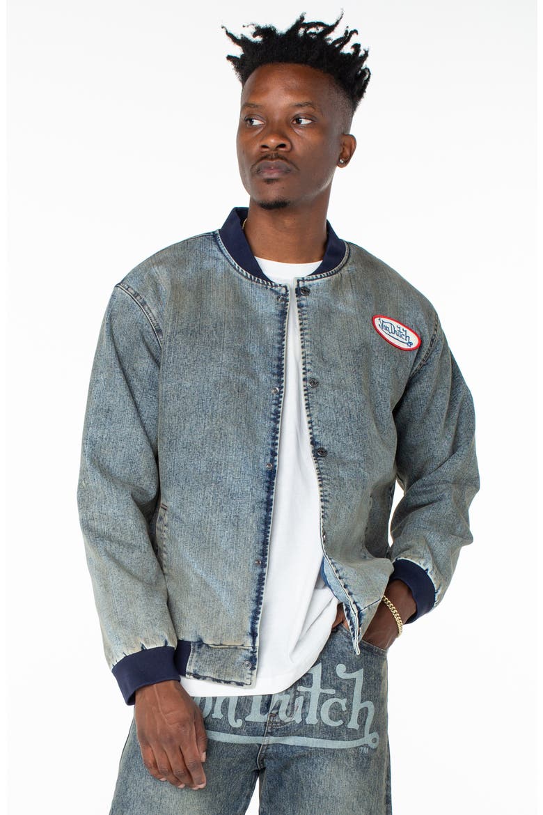 Bones Denim Bomber Jacket, Main, color, HAZESTONE