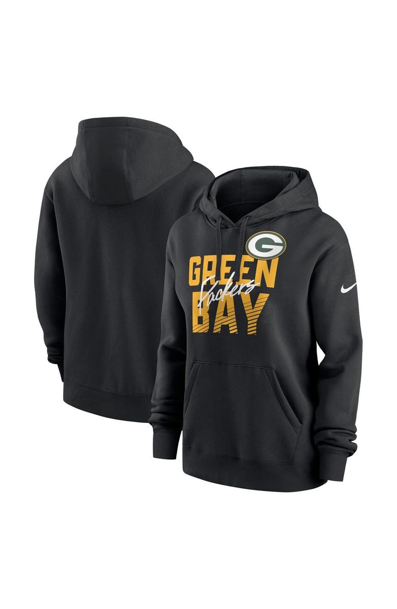 Nike Women's Nike Black Green Bay Packers Wordmark Club Fleece Pullover Hoodie, Main, color,