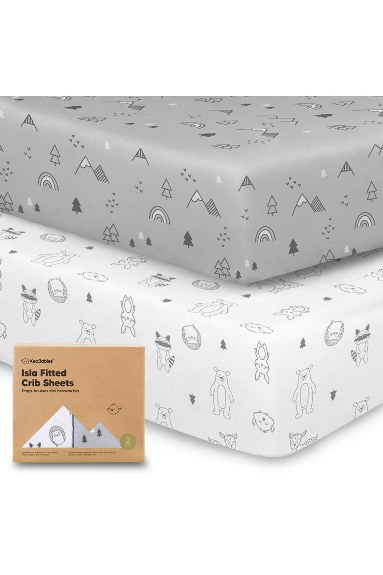 Isla Fitted Crib Sheets, Main, color, Woodland