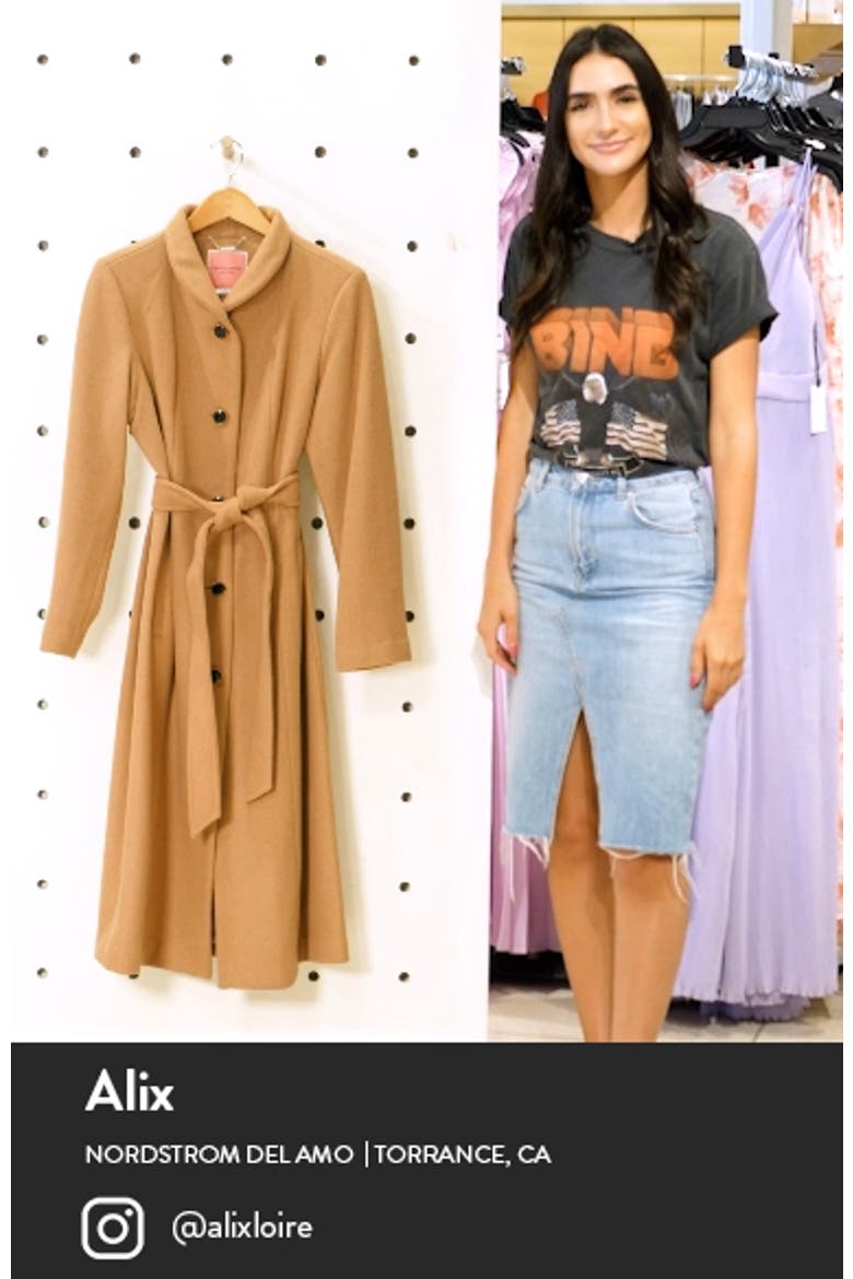 belted wool blend coat video