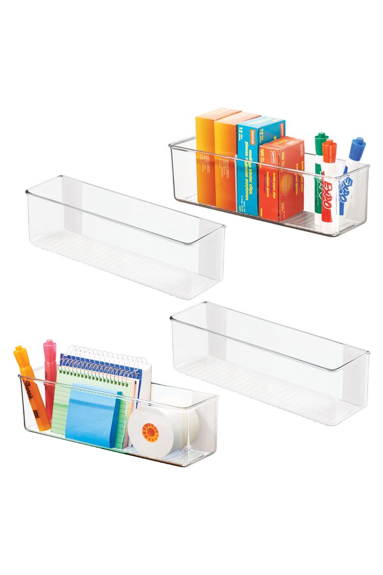 Adhesive Organizer Bin for Kitchen - Set of 4 - Clear, Alternate, color, Clear