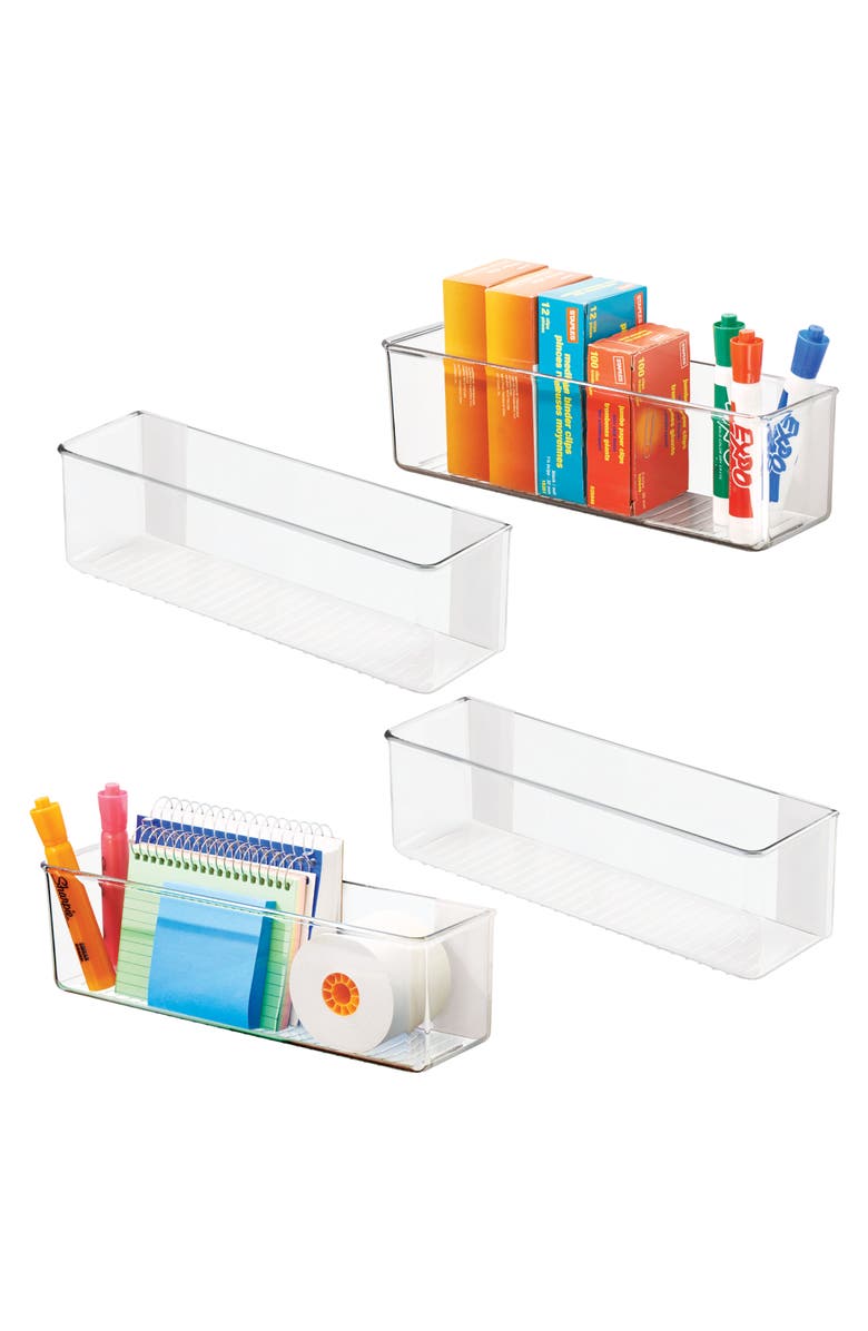 iDesign Adhesive Organizer Bin for Kitchen - Set of 4 - Clear, Alternate, color, Clear