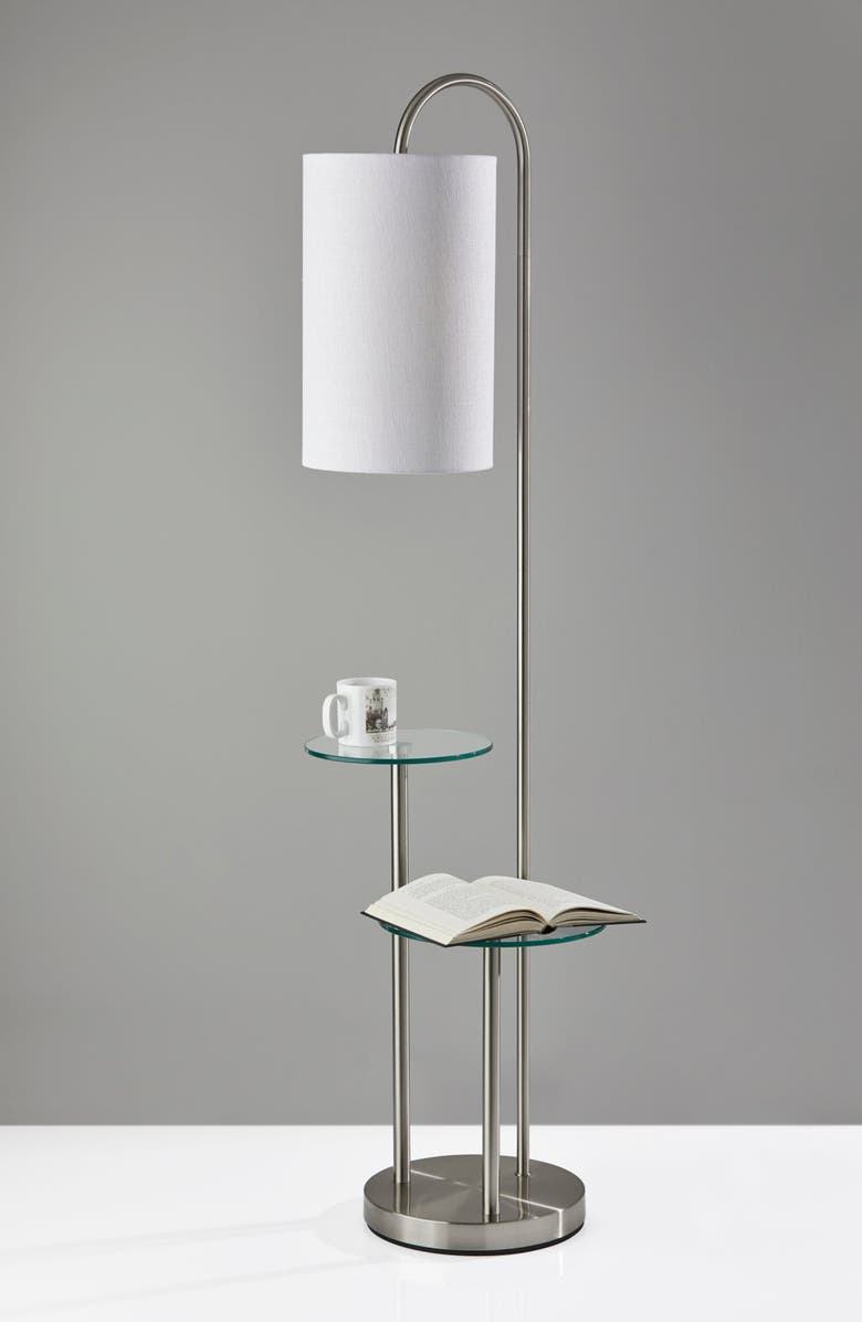ADESSO LIGHTING Leonard Shelf Floor Lamp, Alternate, color, Brushed Steel