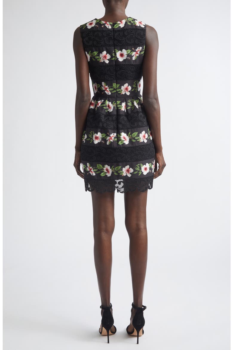 Chiné Hibiscus Stripe Faille Dress, Alternate, color, BLACK