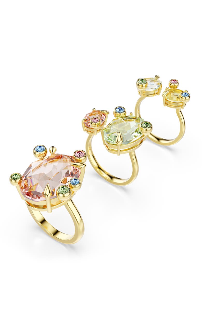 Swarovski Gema Set of 3 Crystal Rings, Main, color, Multicolored