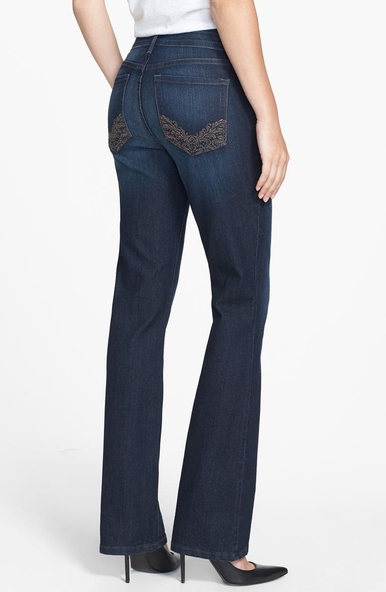 NYDJ 'Barbara' Embellished Pocket Stretch Bootcut Jeans, Alternate, color,