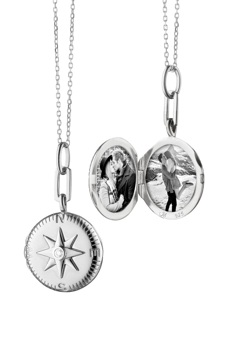 Monica Rich Kosann Travel Locket Sterling Silver Necklace, Alternate, color, Sterling Silver