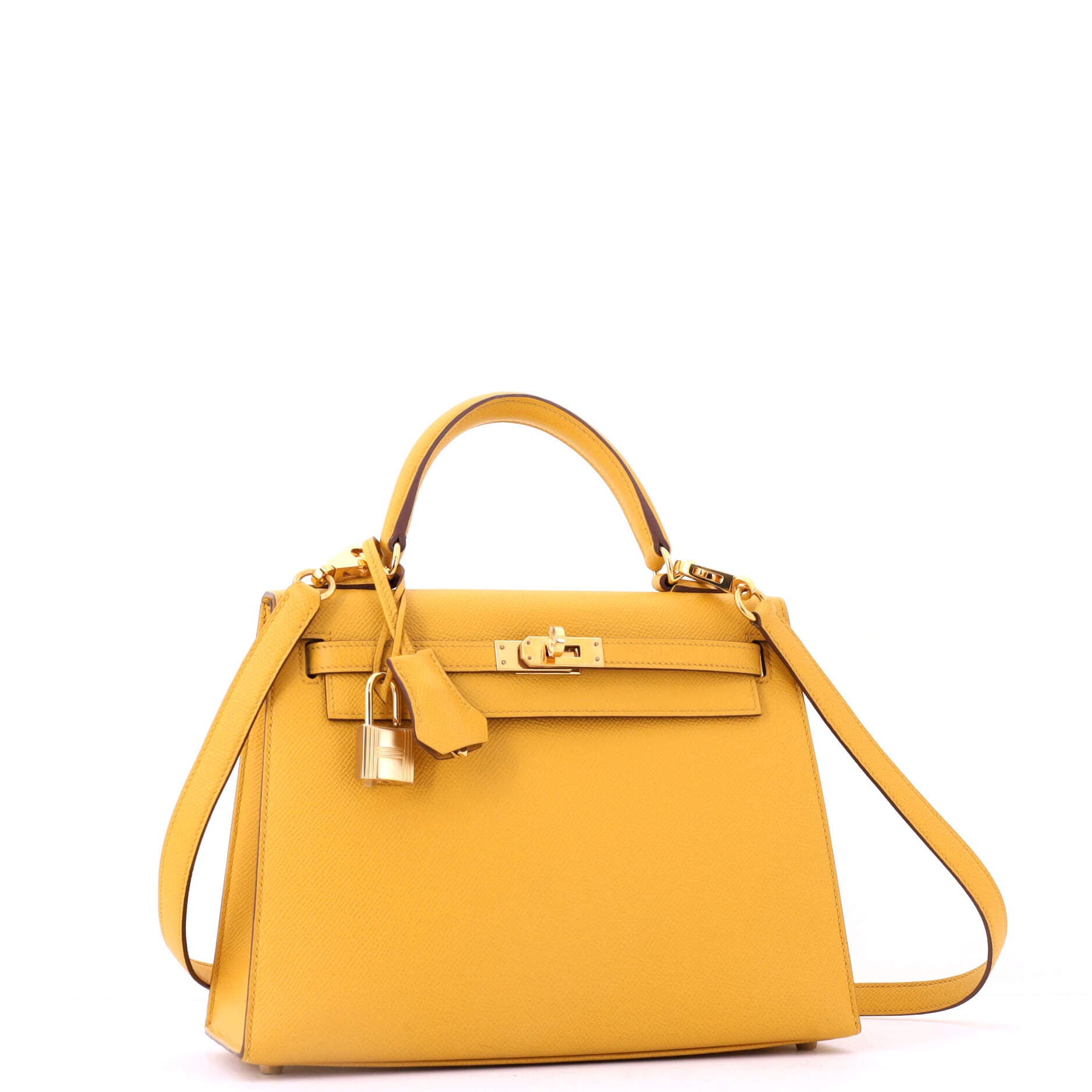 Pre-Owned Hermes Kelly Handbag Yellow Epsom with Gold Hardware 25, Alternate, color, Jaune Ambre