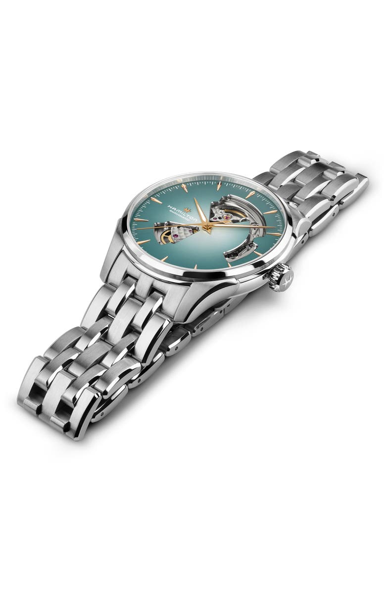 Hamilton Jazzmaster Open Heart Automatic Bracelet Watch, 40mm, Alternate, color, Turquoise