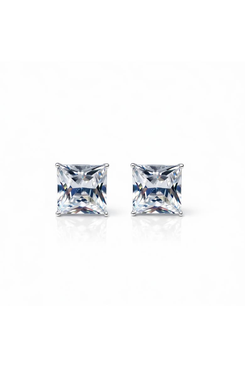 Sterling Silver Crystal Square Studs Earrings, Alternate, color, Silver