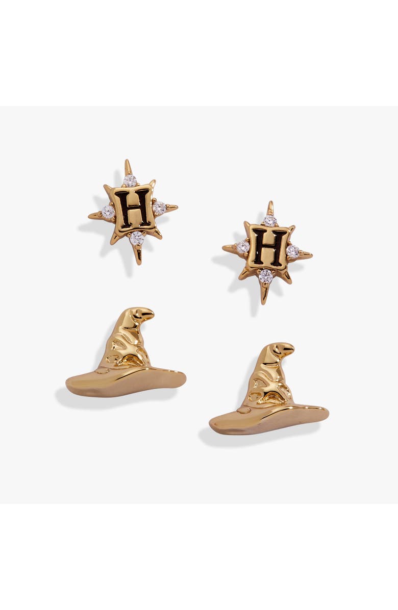 Alex and Ani Harry Potter Hogwarts & Sorting Hat Earring set of 2, Main, color, Gold