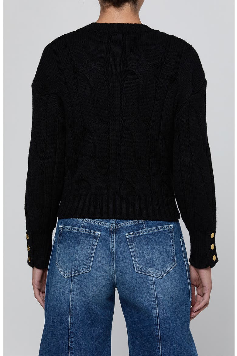 Storm Boxy Cropped Cable Sweater, Alternate, color, BLACK/ GOLD