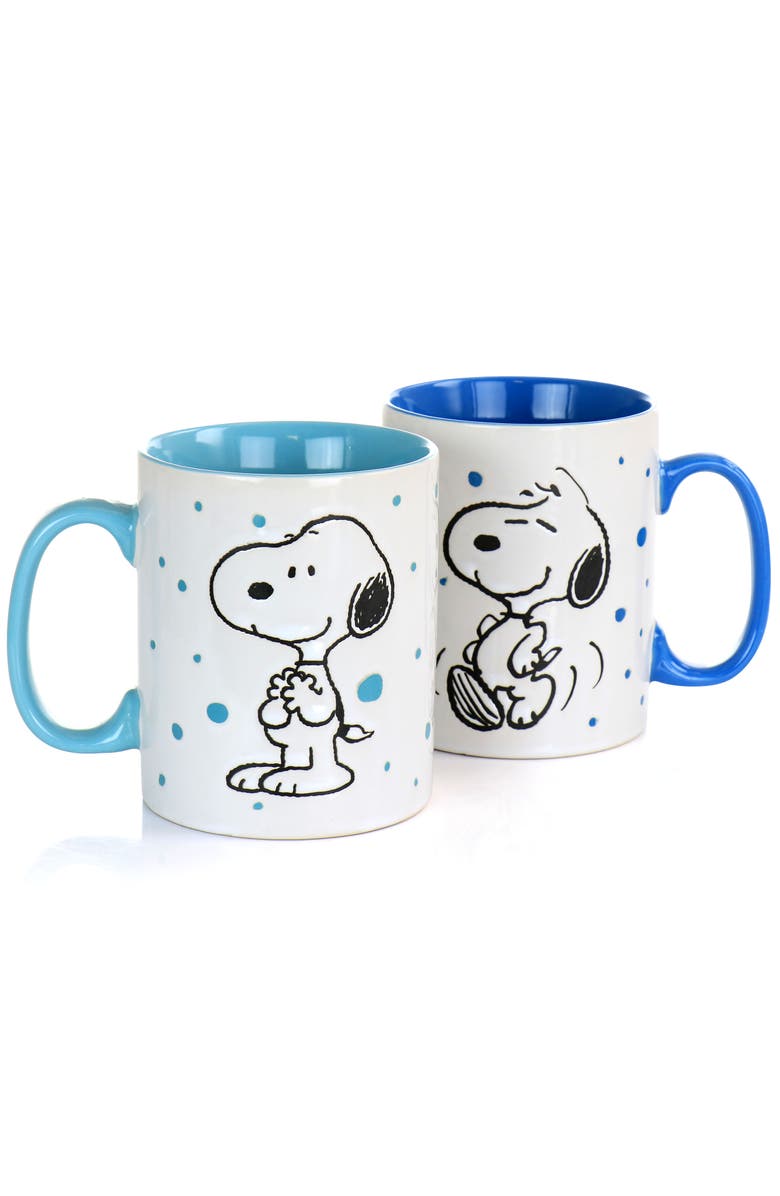 PEANUTS Freckled Joy 15oz Stoneware 4 Piece Mug Set, Alternate, color, White