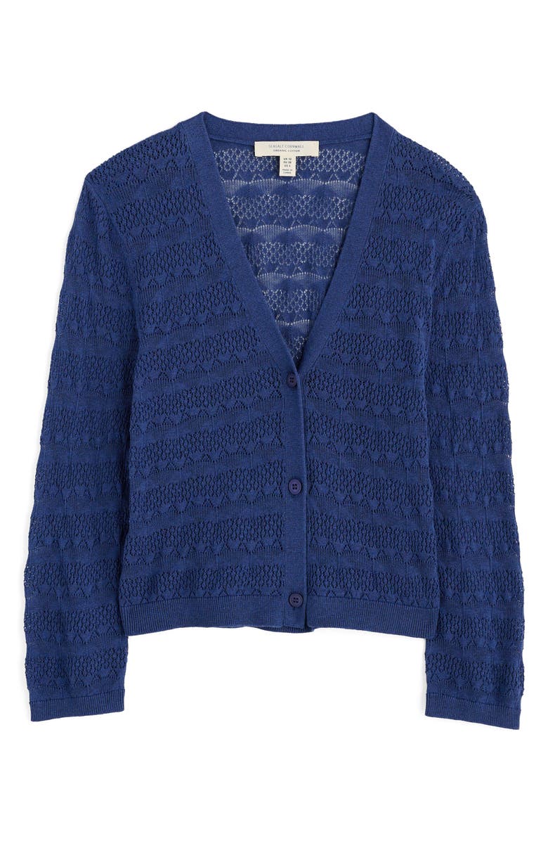 Seasalt Cornwall Sweet Day Pointelle Stitch Organic Cotton Cardigan, Alternate, color, Knit Melange Yacht