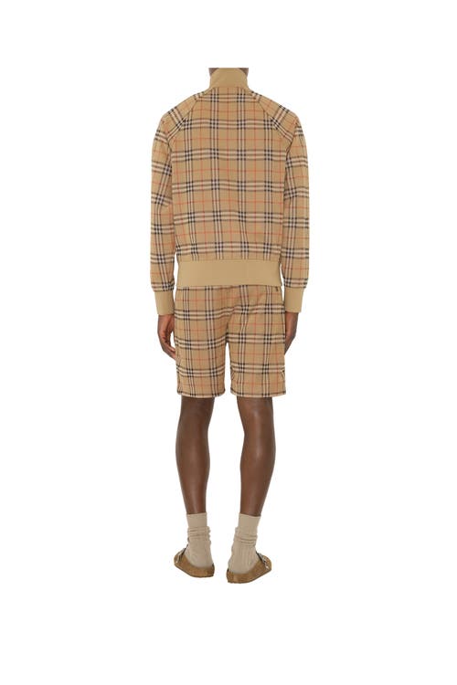 Burberry Beige Sweatshirt With Check Motif In Jacquard