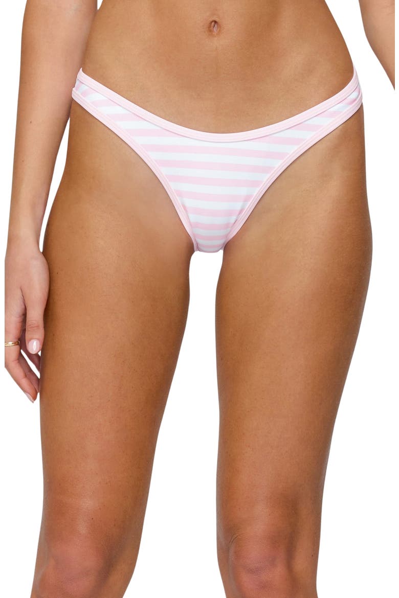 Jayla Stripe Bikini Bottoms, Main, color, PINK-AND-WHITE