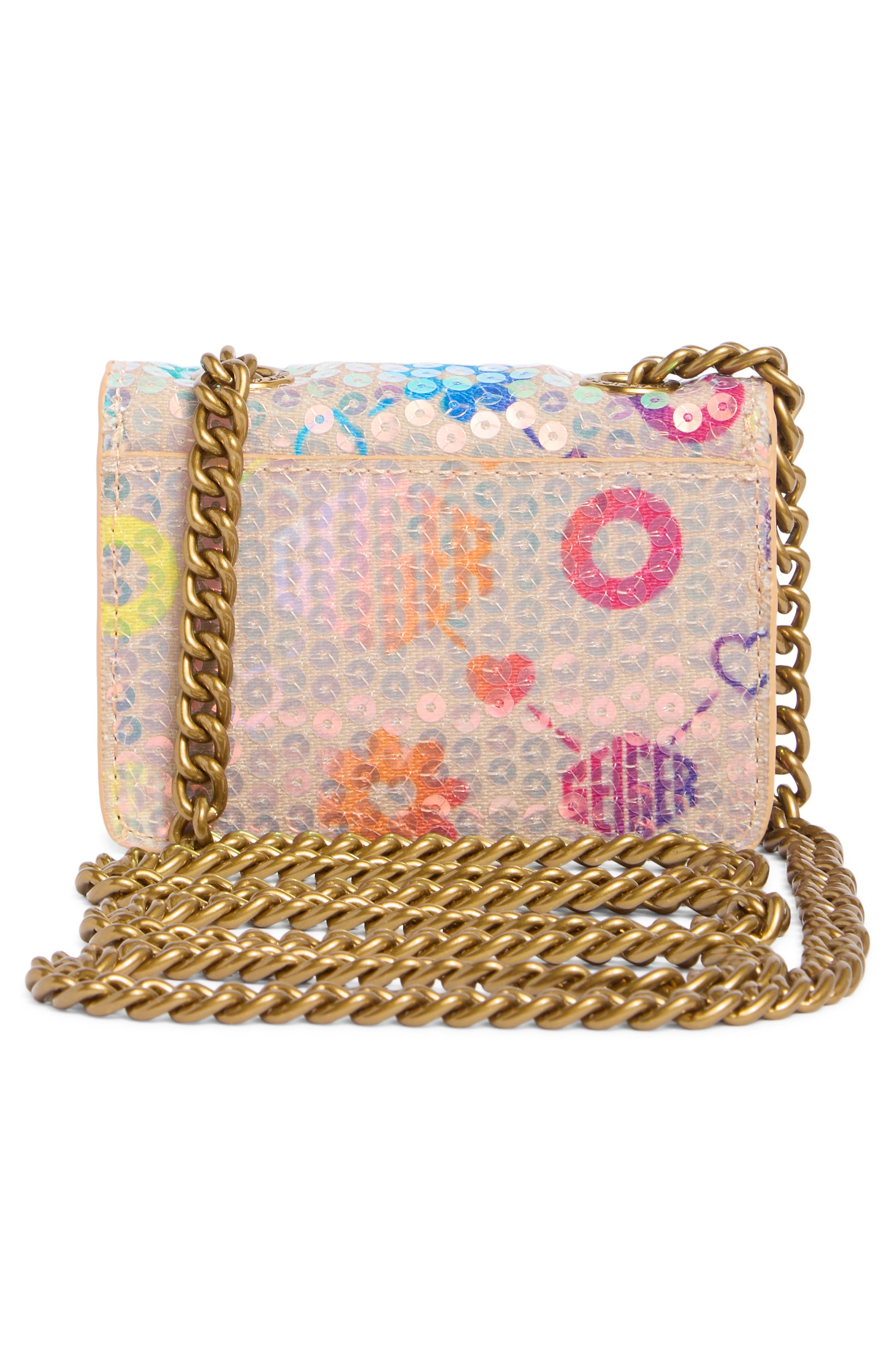 Micro Brixton Crystal & Sequin Crossbody Bag, Alternate, color, LIGHT PINK MULTI