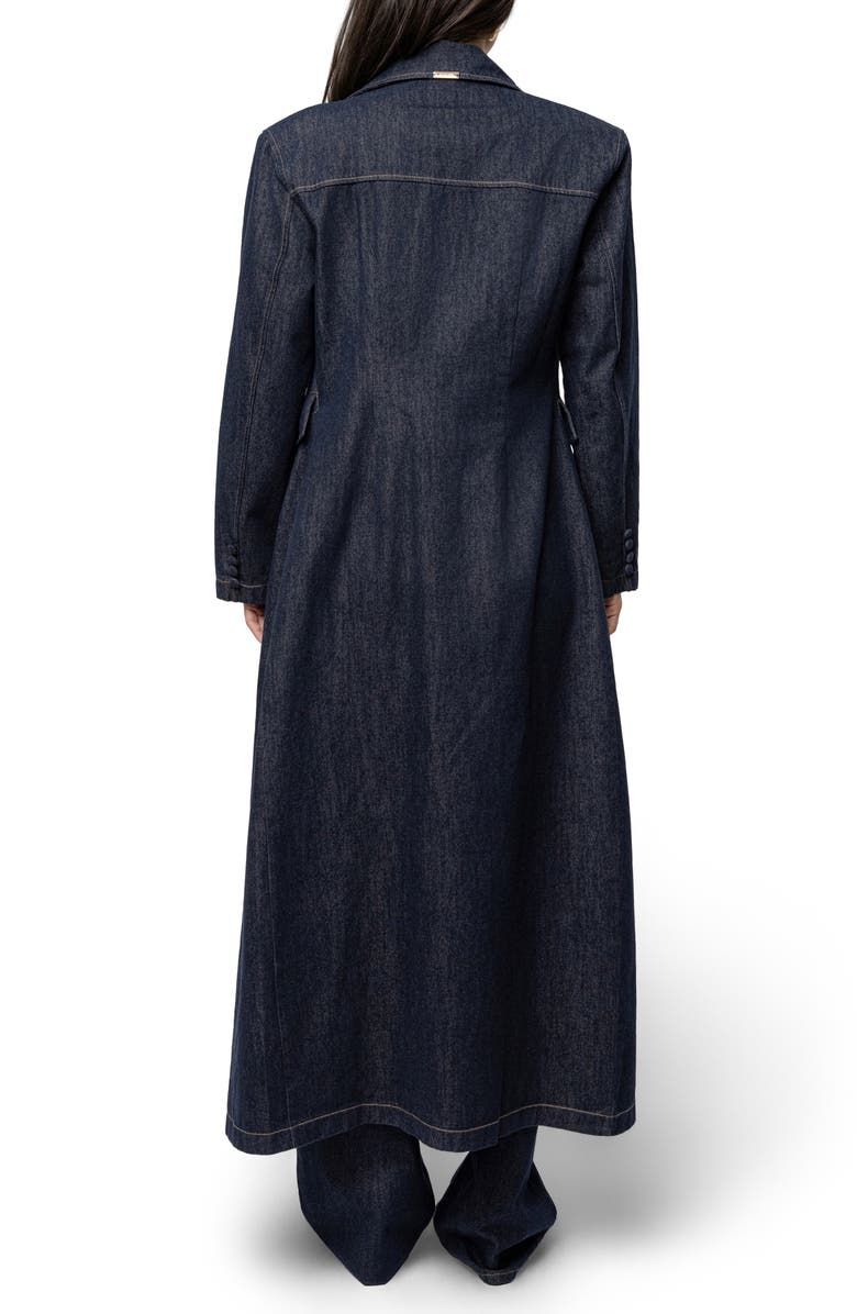 JLUXLABEL Signature Double Breasted Denim Coat, Alternate, color, Denim