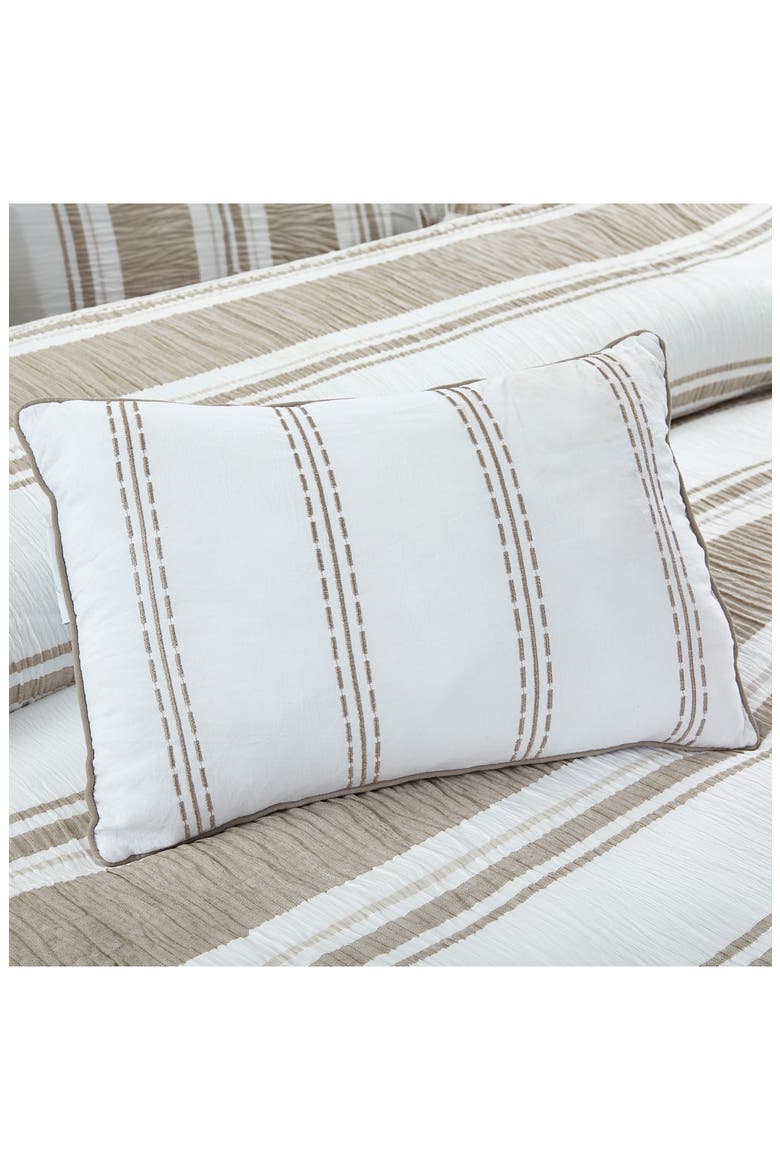 Jacquard Microfiber 5-Piece Comforter Set, Alternate, color, WHITE/ TAUPE
