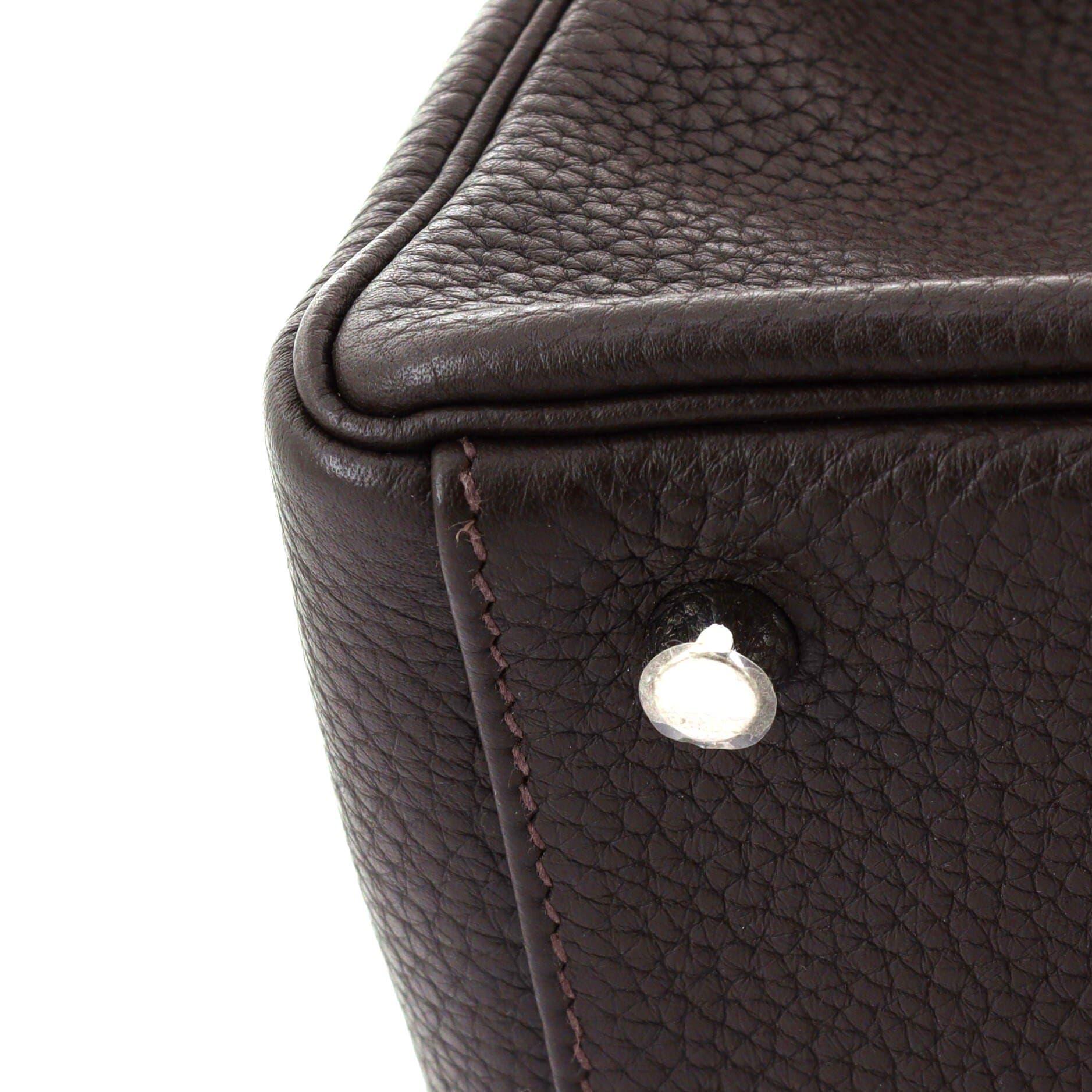 Pre-Owned Hermes Kelly Handbag Brown Clemence with Palladium Hardware 32, Alternate, color, 