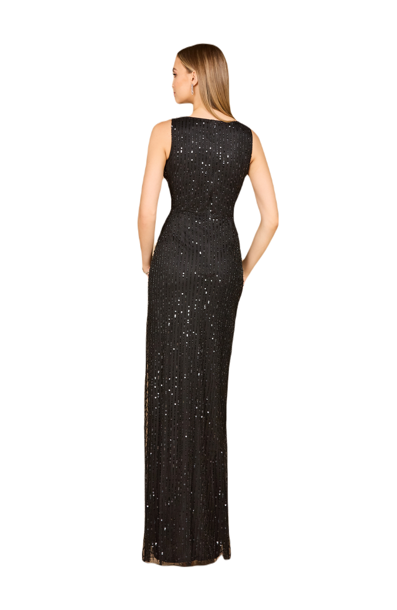 LARA New York Beaded Black Gown with Slit, Alternate, color, Black