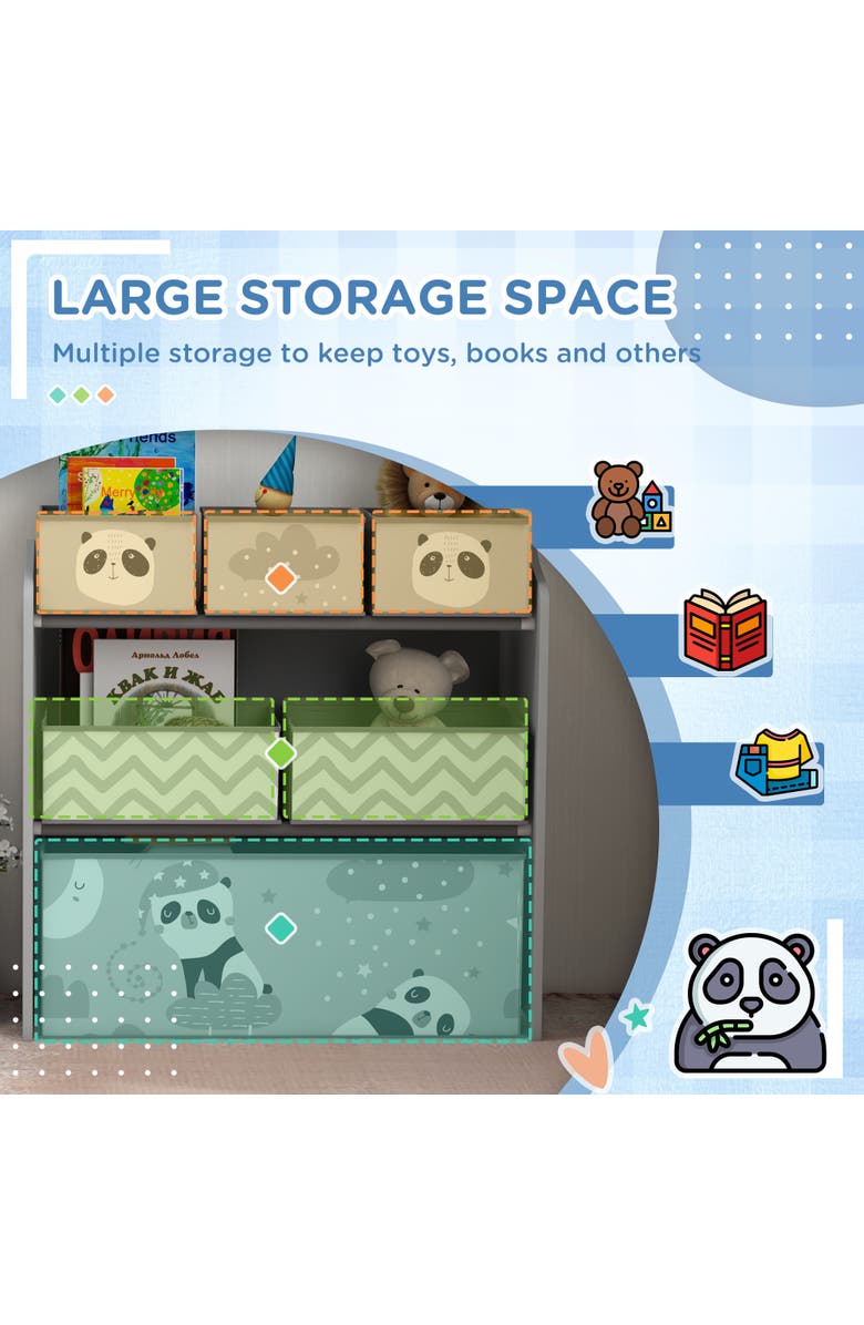 Qaba Toy Organizer with 6 Storage Bins, Kids Bedroom Storage Unit, Alternate, color, 