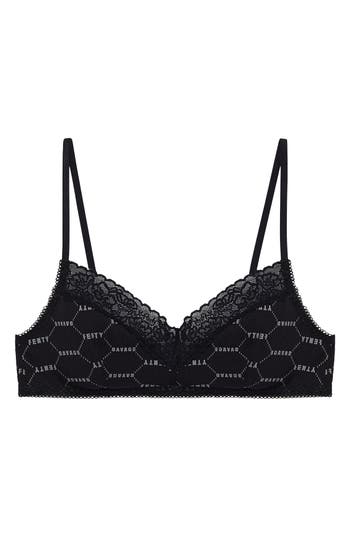 Savage X Fenty Stretch Cotton Essentials Lace Trim Bralette In Black