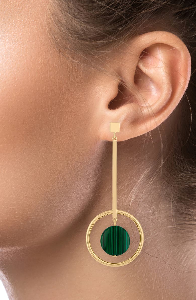 JARDIN Malachite Hoop Drop Earrings, Alternate, color, Green/ Gold