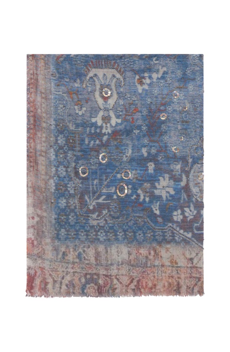 GERARD DAREL Rachelia Sequin Embroidered Scarf, Main, color, Indigo
