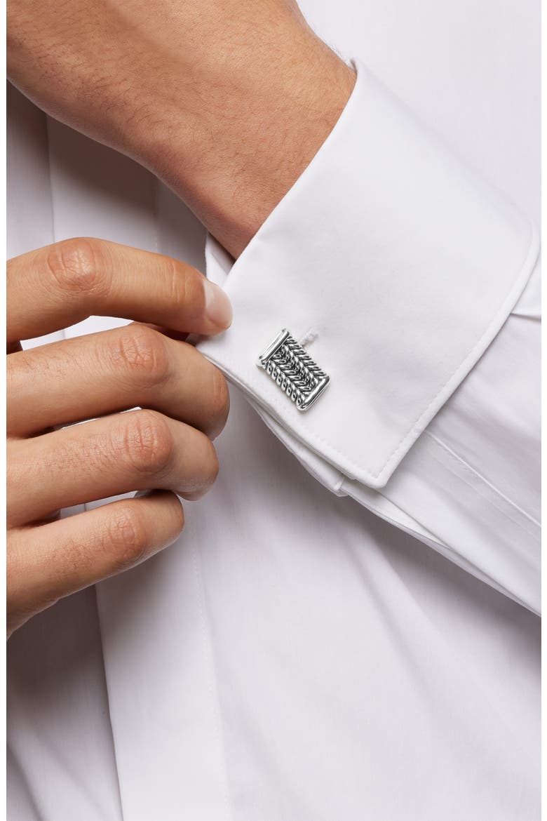 Chevron Cuff Links, Alternate, color, SILVER
