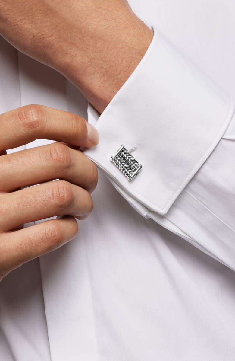 David Yurman Chevron Cuff Links, Alternate, color, Silver