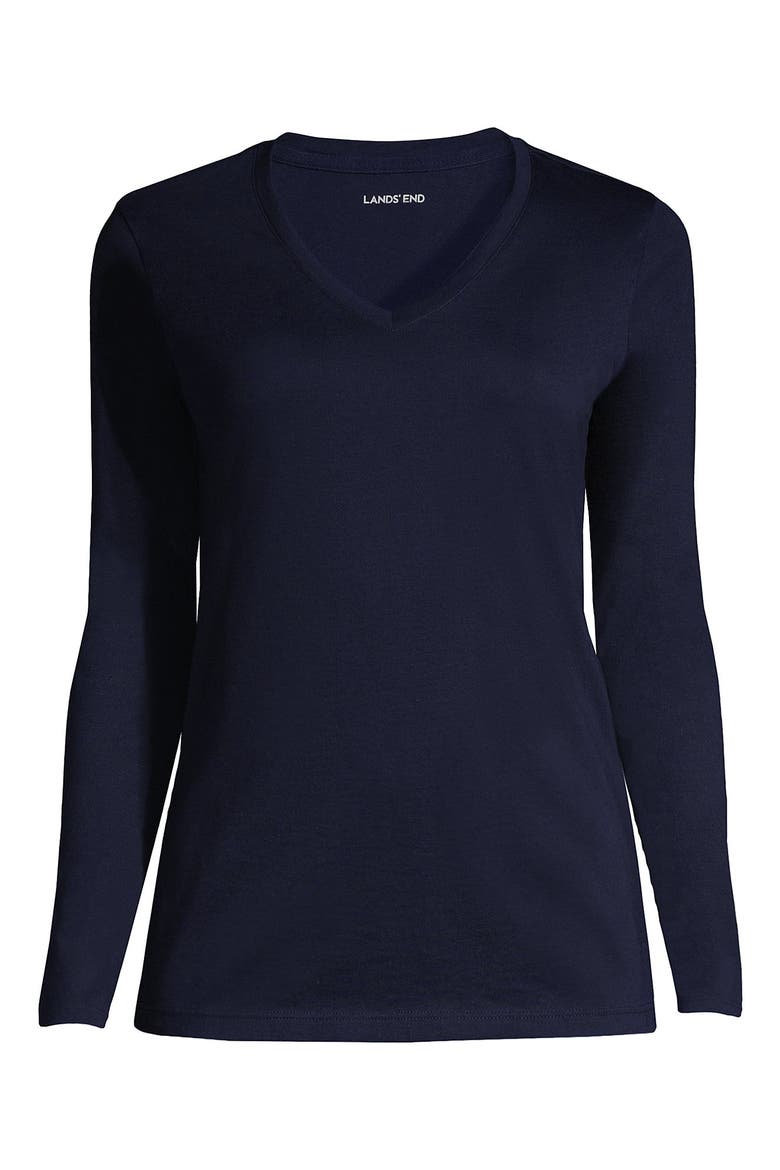 Supima Cotton Long Sleeve V-Neck T-Shirt, Alternate, color, Radiant Navy