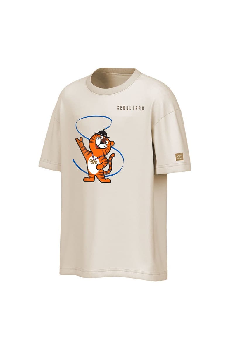 Outerstuff Men's Outerstuff Beige Olympic Games Oversized Seoul 88 Drop Shoulder Mascot T-Shirt, Alternate, color, Beige