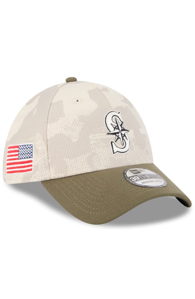 New Era Men's New Era Light Beige/Olive Seattle Mariners 2025 Armed Forces Day 39THIRTY Flex Hat, Alternate, color, Light Beige