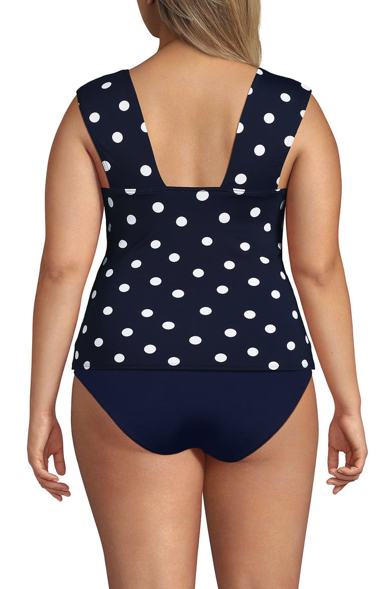 Plus Size Square Neck Underwire Tankini Top, Alternate, color, Deep Sea Navy Polka Dot