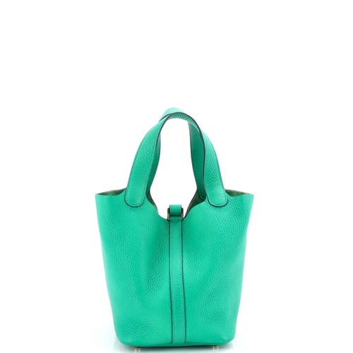 Pre-owned Hermes Hermes Picotin Lock Bag Clemence Pm In Green