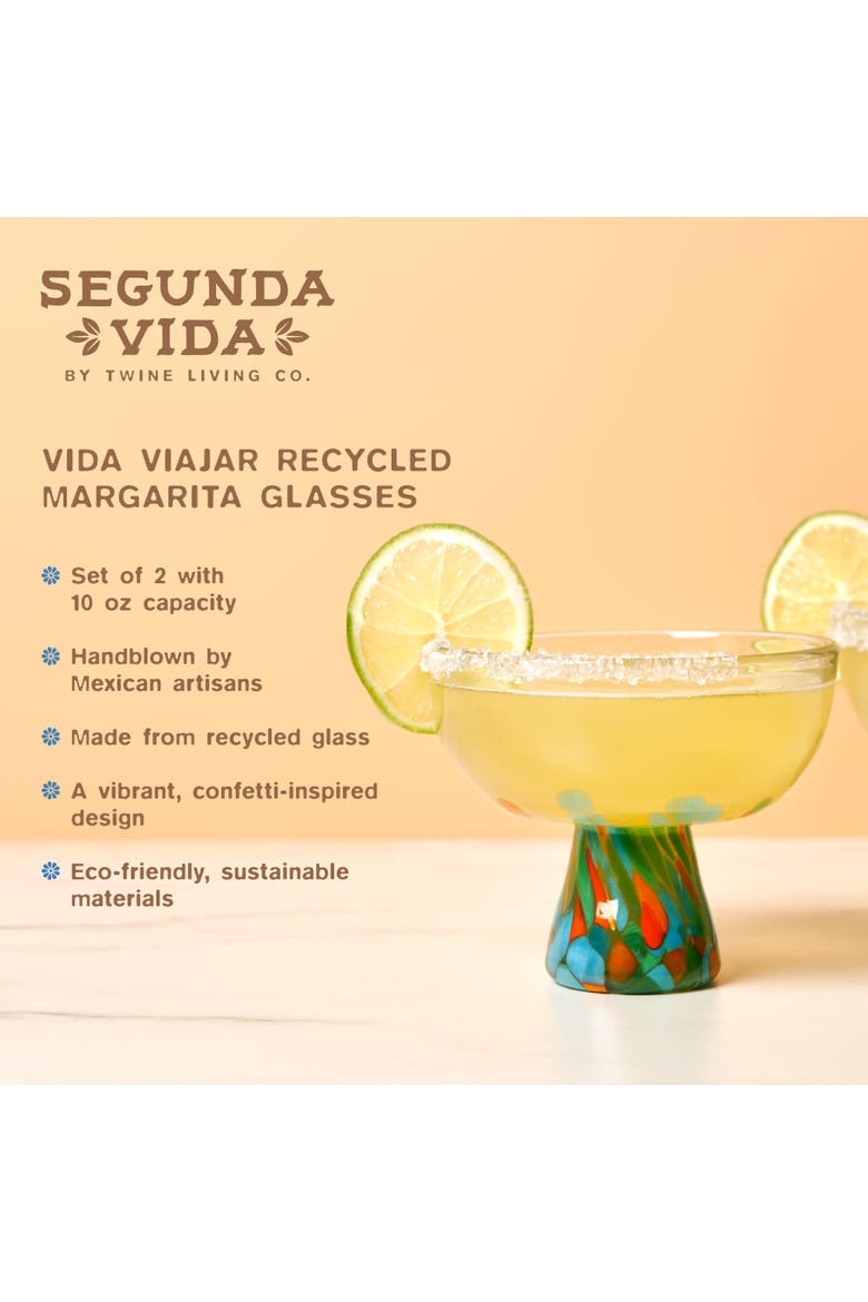 Segunda Vida Viajar Margarita Glasses Set of 2, Alternate, color, Clear