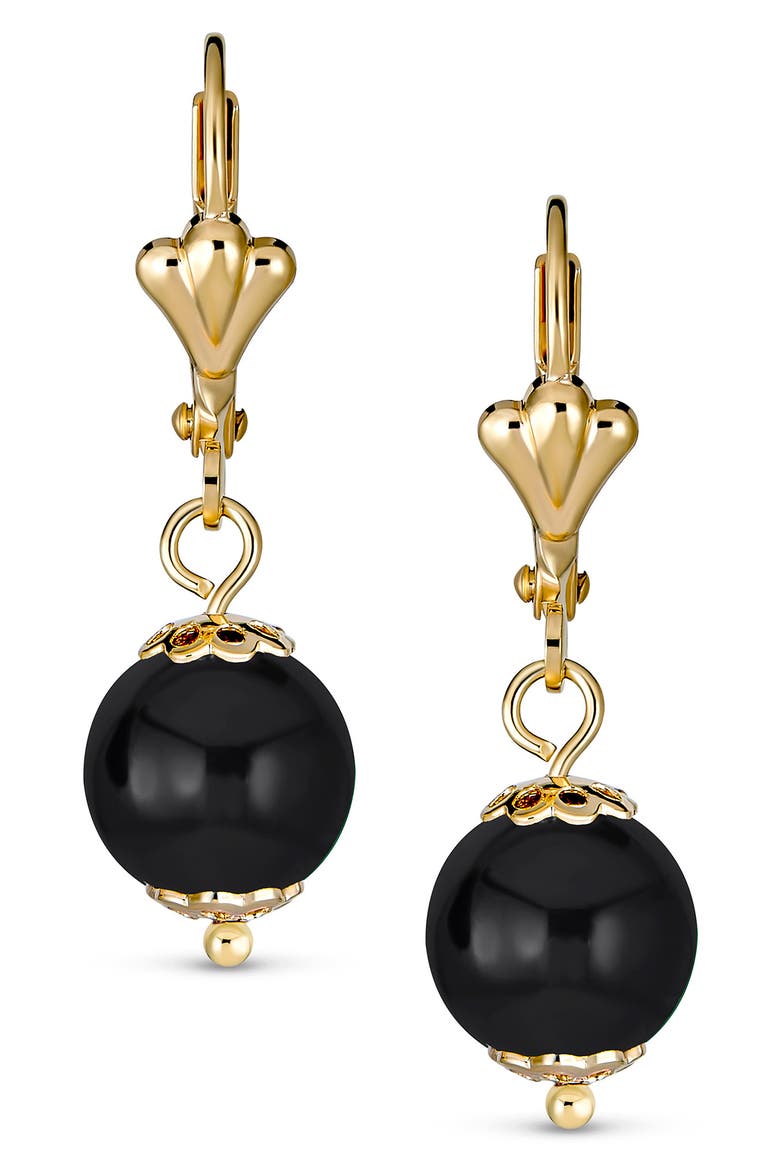 Stone Drop Earrings, Alternate, color, BLACK